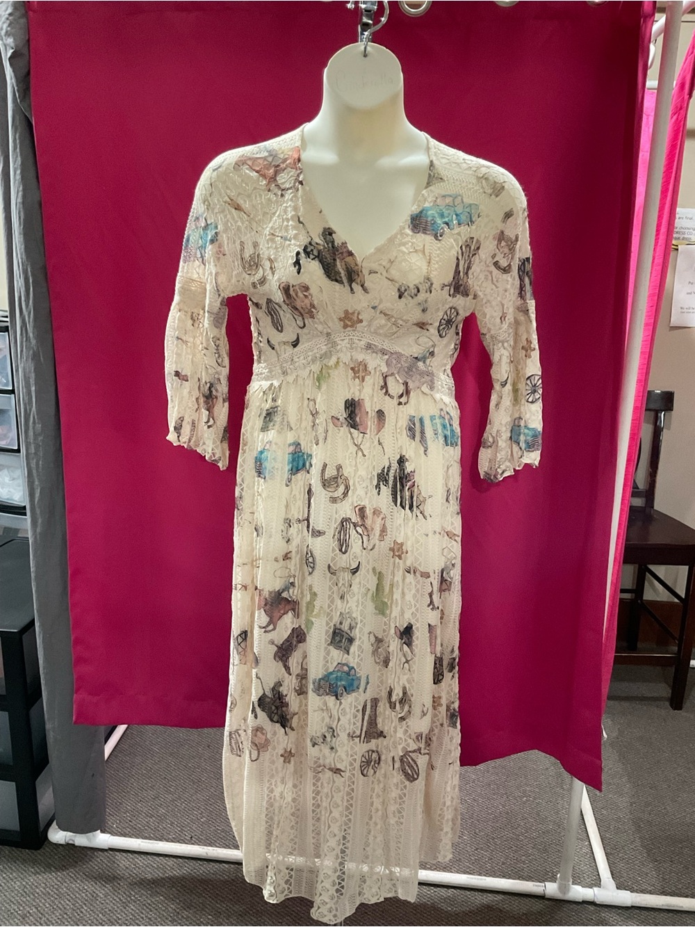 Boho Lace Ivory Western Midi Dress
